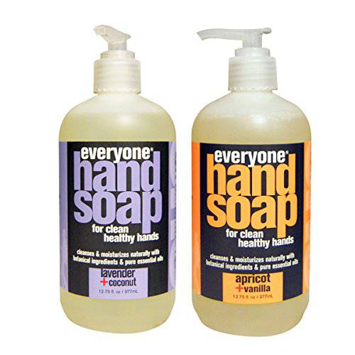 Everyone Botanical Lavender + Coconut Hand Soap & Everyone Botanical Apricot + Vanilla Hand Soap Bundle, 12.75 oz each