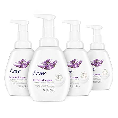 Dove Nourishing Foaming Hand Wash For Clean and Softer Hands Lavender and Yogurt Cleanser That Washes Away Dirt and Germs 10.1 oz 4 Count
