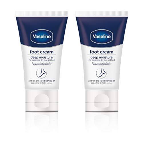 Vaseline Deep Moisture Foot Cream For Dry Cracked Feet & Heel, Non-Greasy Cracked Heel Cream, 1.94 OZ (Pack of 2)