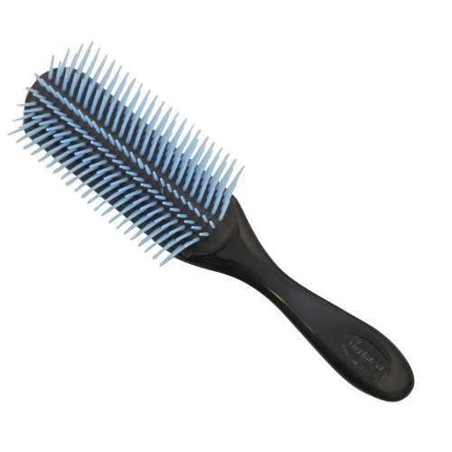 Denman Hair brush - D4 - Original Styling Hairbrush Round Ended Gloss Black Pins - 9 Row - Blue