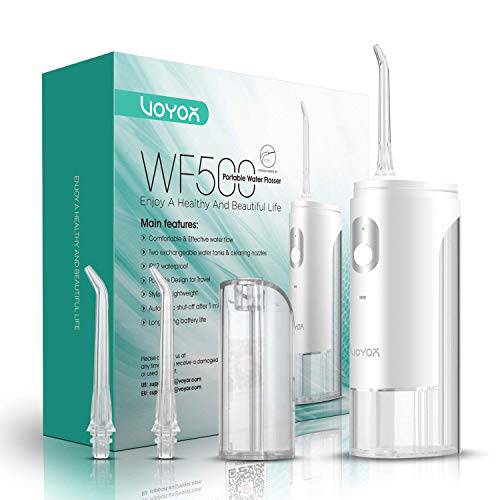 VOYOR Mini Water Flosser for Teeth, Cordless Portable Oral Irrigator for Dental Care, Rechargeable Powerful Battery & IPX7 Waterproof for Home Travel Use, Braces Cleaner WF500