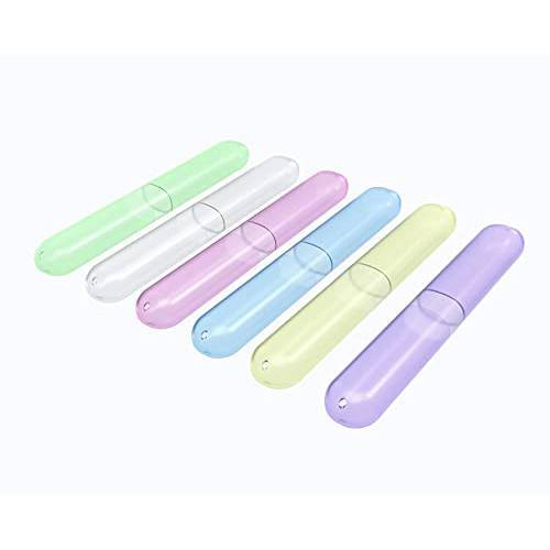 6 Pack Travel Toothbrush Case, Plastic Portable Toothbrush Holder for Traveling, Camping, Business, Home, School.