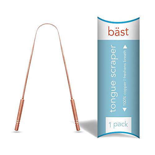 Bäst Tongue Scraper, 100% Pure Copper (1 Pack), Premium Grade Tongue Cleaner, Reduce Bad Breath and Improve Oral Health, Ayurvedic Cleaning Brush Tool