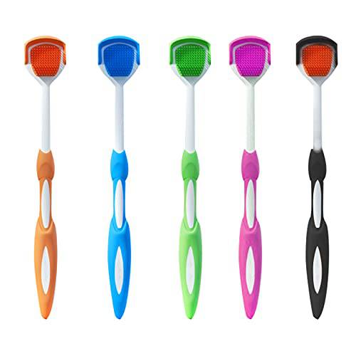 Pilleay 5PCS Tongue Brush, Tongue Cleaner Brush Tongue Scraper Cleaner Tongue Brush Cleaner Tongue Scraper Brush Tongue Brushes Tounge Scrappers Tongue Scrubber for Adults