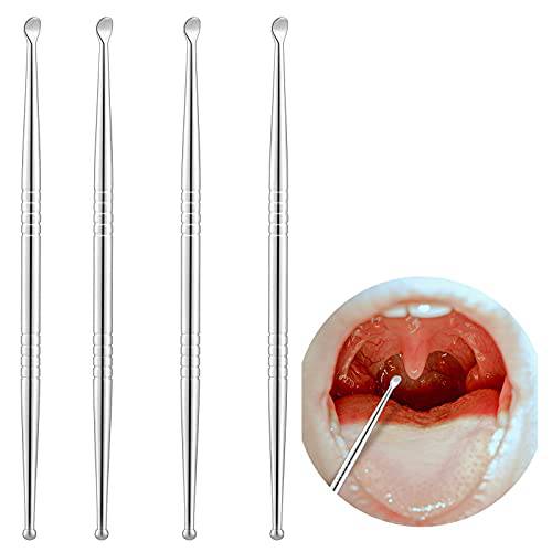 4 Pieces Stainless Steel Tonsil Stone Removal Tools Tonsillolith Tool Oral Cleaner to Get Rid of Bad Breath