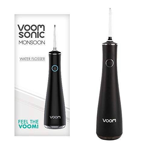 Voom Sonic Monsoon Water Flosser Feel The Voom Rechargeable Portable Oral Irrigator Waterproof IPX7 - Black