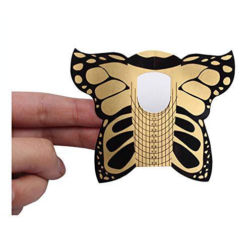 Yigo 100pcs Nail Form Pro Butterfly Square Tips Nail Forms for C Curve Acrylic UV Gel Nails Builder Nail Extension Nail Art Tool Guide Stickers Dispense