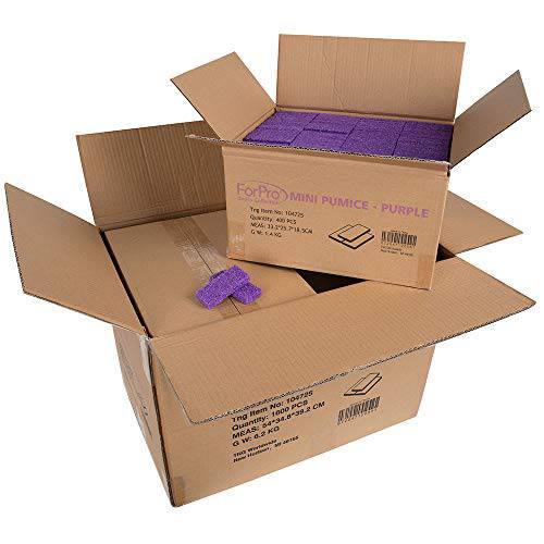 ForPro Basics Mini Pumice Pad Purple - Case Pack 4 Boxes, 400-Count Each Box (Total Count- 1600 Pieces)