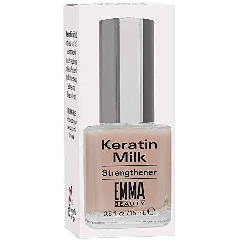 EMMA Beauty Keratin Milk Strengthener, Nail Strengthening Treatment for Weak, Damaged Nails, 12+ Free Formula, 100% Vegan & Cruelty-Free, 0.5 fl. oz.