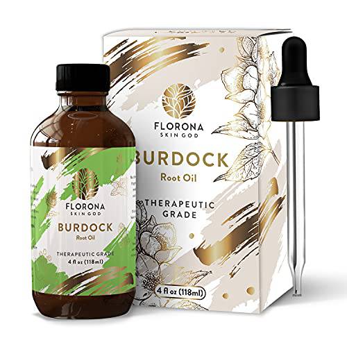 Florona Burdock Root Oil 100% Pure & Natural - 4 fl oz, for Hair, Face & Skin Care