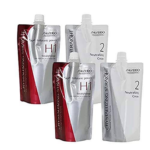 2 pack Hair Rebonding Professional Crystallizing Hair Straightener (H1) + Neutralizing Emulsion (2) for Resistant to Natural Hair