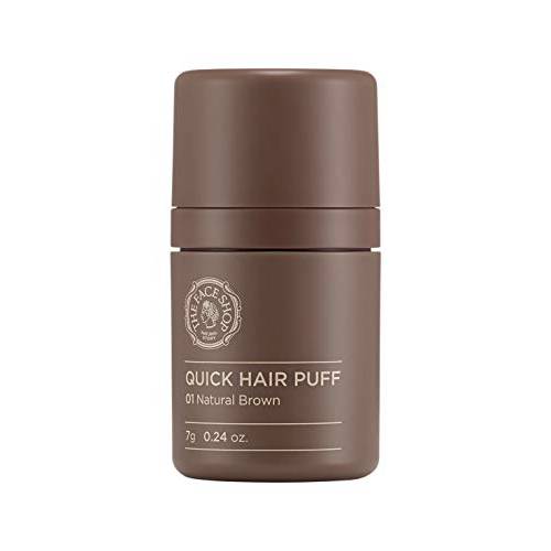 The Face Shop Quick Hair Puff | Empty Hair Line Covering | Hair Fibers for Thinning Hair | Natural Brown, 0.24 Fl Oz