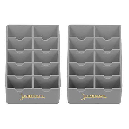 2 Pack BarberMate Blade Rack Storage Tray - Holds 10 Clipper Blades (Gray)
