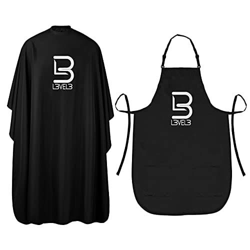 Level 3 Cape & Apron Kit - Universal Size - Comfortable with Adjustable Neck Closure - for Barbers and Hair Stylist - Hair Apron for Hair Stylist - Universal Size Fits Men and Women