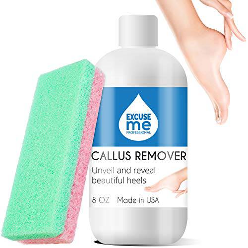 Excuse Me Feet Callus Remover, Liquid Gel for Callus and Corn Remove dead and cracked skin on Feet and heels. Works Better than Electric Shaver & foot scrubber (8 Ounce)