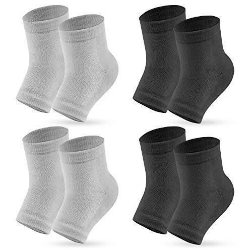 Senkary 4 Pairs Heel Moisturizing Socks Open Toe Socks Gel Heel Socks Cotton for Dry Cracked Feet Women Men (Pink, Turquoise, Blue, Grey)