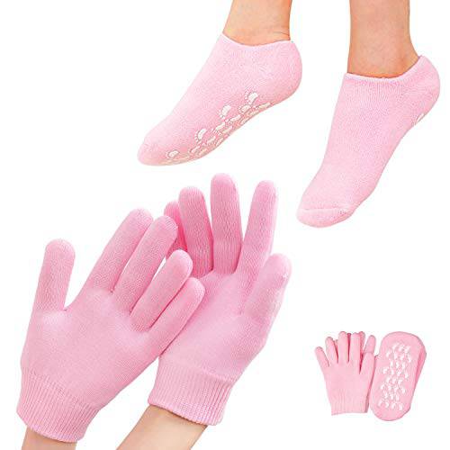 Moisturizing Glove and Sock, Gel Spa Moisturizing Therapy Sock ＆ Glove, Soften Repairing Dry Cracked, Hands Feet Skin Care, Effective in Repair Dry and Chapped Hands and Feet Skin Care(Pink)