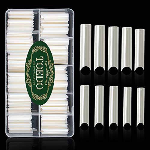 Extra Long C Curve Nail Tips, TOEDO 400PCS Square Nail Tips Half Cover Extra Long Nail Tips Coffin Shape for Acrylic Nails with Box