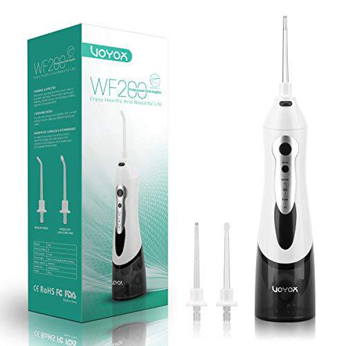 VOYOR Water Flosser Cordless for Teeth Rechargeable Oral Irrigator Plaque Remover Teeth Cleaner with Multi Working Modes, IPX7 Waterproof Portable Water Floss for Braces WF200