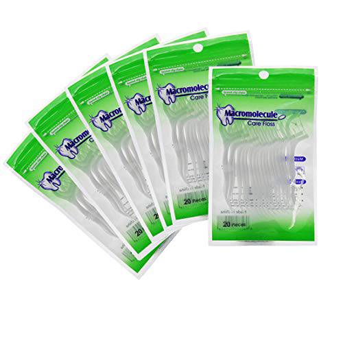 120Pcs/6 Packs Disposable Dental Floss Picks Teeth Flossers Toothpicks Stick Oral Care Tools for Teeth Cleaning, White