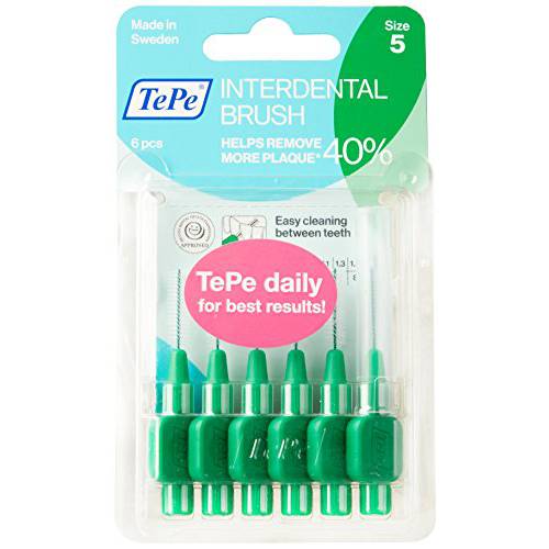TEPE 0.5mm Interdent Red Brushes, Pack of 6