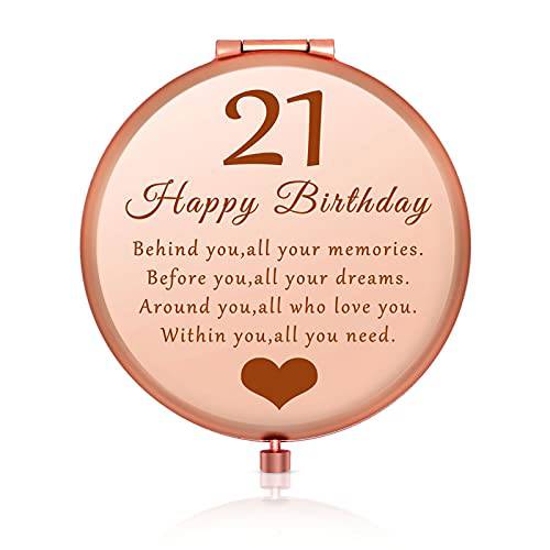 21st Birthday Gifts for Her Inspirational Birthday Gift for Daughter Sister Niece Personalized Compact Pocket Makeup Mirror Gift for 21st Birthday Girls Happy 21st Birthday Gift Ideas for Women