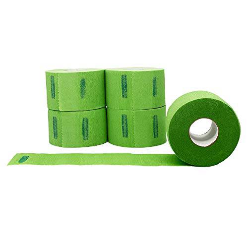 Level 3 Neck Paper - Disposable and Flexible Neck Strips - Barber and Hair Stylist Supplies - Water Resistant and Self-Adheres to Neck - Pre-Cut and Easy to Use - 5 Rolls (100each) (Green)