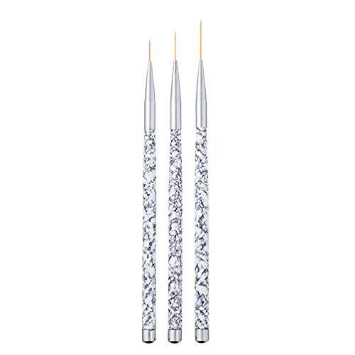 Lurrose 3 Pcs Nail Art Liner Brush UV Gel Painting Nail Brushes Striping Brushes Manicure Pen Drawing Brushes Thin Tip 11/15/20 MM