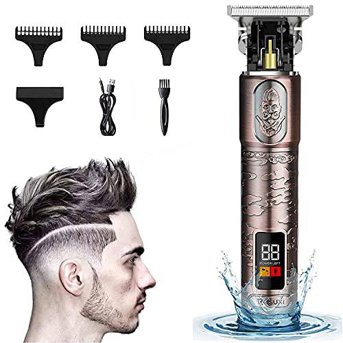 Ornate Hair Clippers for Men, Suttik Cordless Edgers Clippers Professional Hair & Beard Trimmer for Barber Pro Zero Gapped T-Blade Outline Trimmer with LCD Display, Rose Gold, Christmas Gift for Men