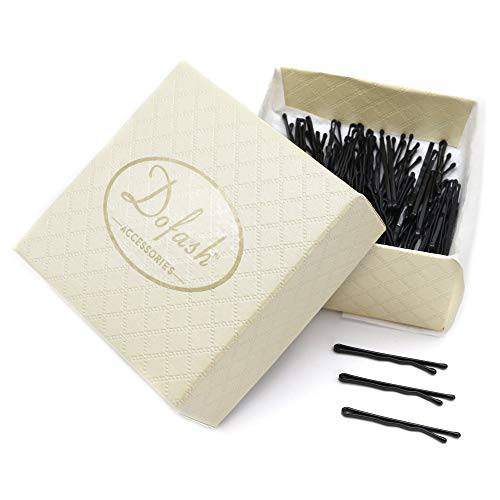 Dofash 100Pcs 3.5CM/1.38IN Professional Mini Bobby Pins Black Long Bobby Pins Hair Pins with Gift Box for Women Girls Fine Hair (Black)