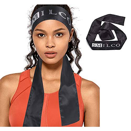 Black Satin Edge Laying Scarf Wrap for Hair Edge Wrap Wig Grip Band 58 X 3 Inches Edge Control Scarf for Women Lace Frontal Wigs Makeup Facial Sport Yoga (1 Pack, Black)