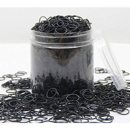 black Elastic Hair Bands，BEBEEPOO 2500pcs Mini Hair Rubber Bands with a Box, Soft Hair Elastics Ties Bands - STRONG - REUSEABLE (2500pcs black)