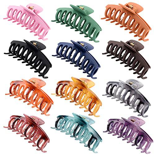 12 PCS Big Hair Claw Clips , Trendcy Colors,Matte Non-slip Material ,Strong Hold Hair For Women And Girls,Suitable For Thin Or Thick Hair,Fashion Hair Accessories,4.3 inch