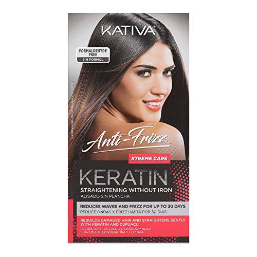 Kativa Anti-Frizz Xtreme Care, Home Use Straightening Treatment, Rebuild Damaged Hair and Straighten Waves and Frizz with Keratin and Cupuaçu, Paraben Free, Cruelty Free, Formaldehyde Free