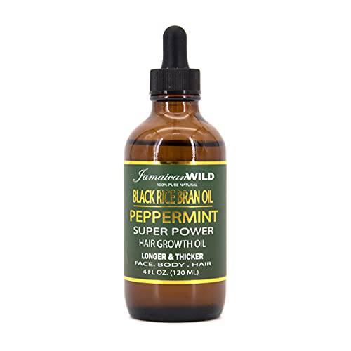 Black Rice Oil Hair Growth Oil 4oz - Peppermint | All Natural Hair Growth Oil for Stronger, Thicker, and Longer Hair.