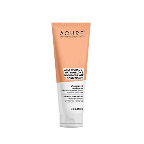 ACURE Daily Workout Watermelon Conditioner | 100% Vegan | For Oily, Environmental Stressed, Workout Heavy Hair | Watermelon & Blood Orange - Gentle Everyday Formula | 8 Fl Oz