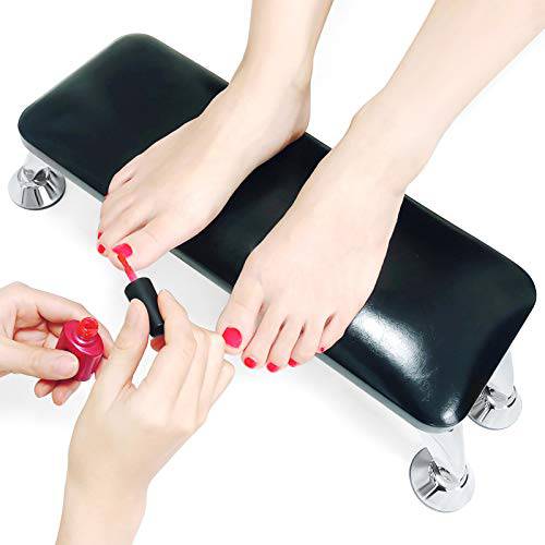Big Nail Arm Rest Cushion for Fingernails Toenails Use, Professional Nail Table Armrest Manicure Hand Pillow Nail Tech Use, Microfiber Leather Material (Black)