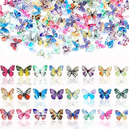 120 Pcs 3D Acrylic Spring Butterfly Charms for Nails 24 Colors Summer Butterfly Nail Glitter Sets Butterfly Nail Charms for Nail Art Decoration DIY Resin Mold Crafts Design
