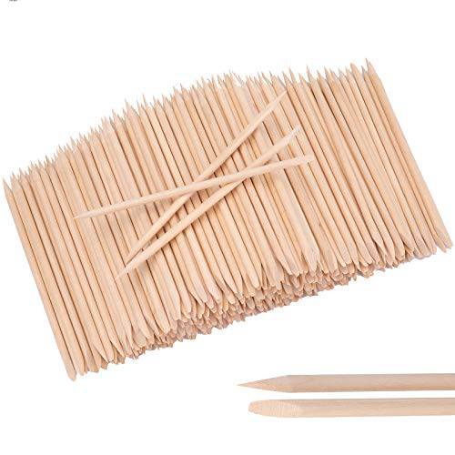 Hedume 600 Pcs Orange Wood Nail Sticks, Double Sided Multi Functional Cuticle Pusher Remover, Pointed End & Flat End Manicure Pedicure Tool