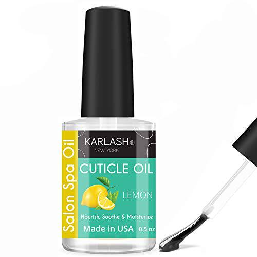 Karlash Salon Spa Premium Brush On Cuticle Oil Natural Healing Infused with Vitamin E Soothes and Moisturizes Cuticles 0.5 oz (Lemon)