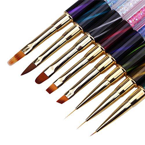 Fuwddy Professional Acrylic Nail Brush Builder Uv Gel Nail Brush Set French Tip Nail Art Application Design Brushes Detail Lines Liner Pen With Cap