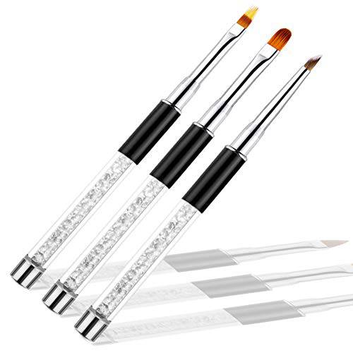 DANNEASY 3Pcs Acrylic Nail Art Brush Set Ombre Brush For Gel Nails UV Gel Polish Gradient Color Tips Manicure Polish Drawing Pen Tools