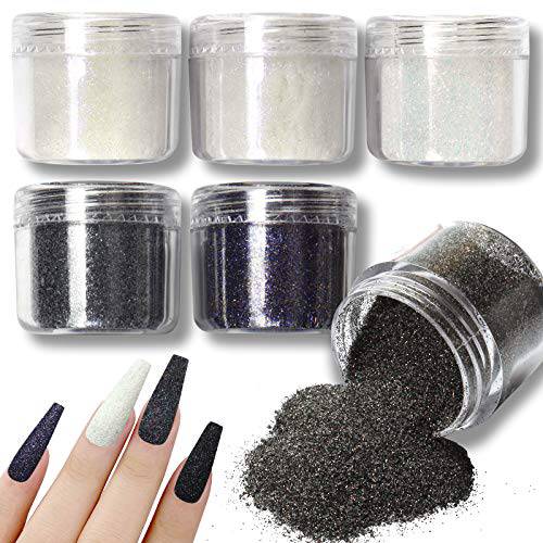 Allstarry 6 Colors Nail Glitter Powder Holographic White Black Nail Shining Sugar Effect Glitter Colorful Cosmetic Festival Powder DIY Nail Art Decoration for Manicure, DIY Crafts