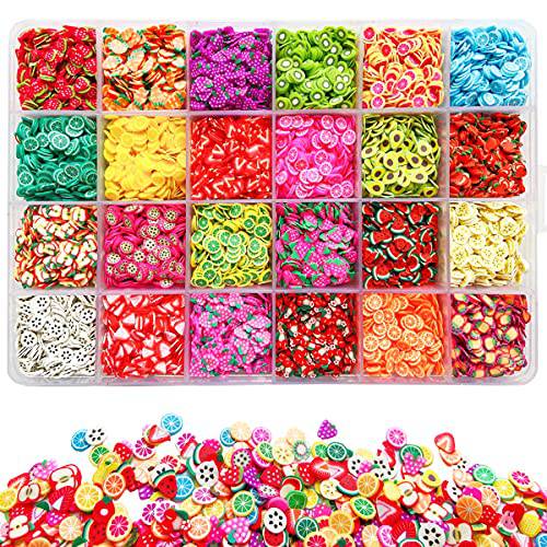 17800Pcs Fruit Slices Fruit Nail Art Slices Polymer Clay Slice Nail 3D Polymer Slice Colorful DIY Nail Art Supplies for DIY Crafts （24 Styles）