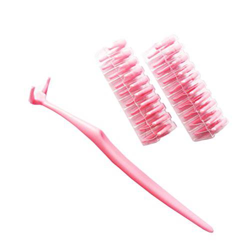 Artibetter Reusable Floss Holder Dental Flosser Handle 20 Refill Heads (Pink)