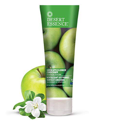 Desert Essence Green Apple & Ginger Conditioner - 8 Fl Ounce - Volume for Fine Hair - Moisturizing - Thickening - Volatizing - Extracts & Oils - Vitamins - Antioxidants - Smooth & Silky