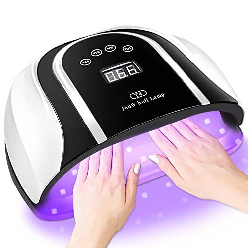 RAYOCON 160W UV LED Gel Nail Lamp,Large UV Nail Light for Professional Salon Home Two Hand Use,Gel Polish Curing Lamp Nail Dryer with 54 PCS Light Bead (Black)
