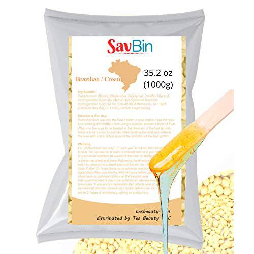 SAVBIN Brazilian Creme Hard Wax Beans (Brazilian Creme - 2.2 LBS (1000 grams))