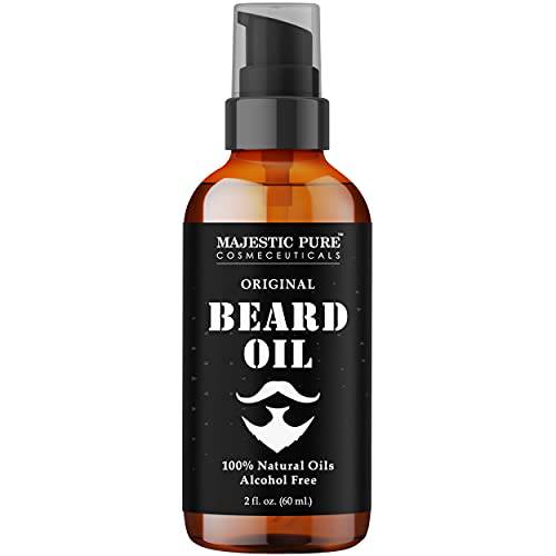 MAJESTIC PURE Beard Oil - 100% Natural Beard Oil Conditioner - Style, Shape, Softens, Smooths, Strengthens and Moisture Beard, Mustache & Skin , Alcohol Free, 2 fl oz