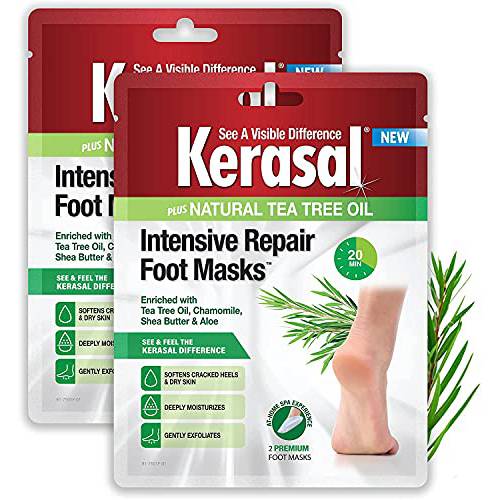 Kerasal Intensive Repair Foot Mask Foot Mask for Cracked Heels and Dry Feet, 2 Count, (Pack of 2)